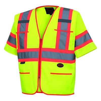 SRWV1023560U-3XL image(0) - Pioneer Pioneer - Polyester Tricot Sleeved Safety Vest - Hi-Vis Yellow/Green - Size 3XL