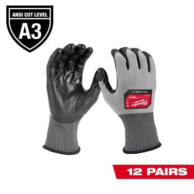 MLW48-73-8732B image(0) - Milwaukee Tool 12 Pair Cut Level 3 High Dexterity Polyurethane Dipped Gloves - L