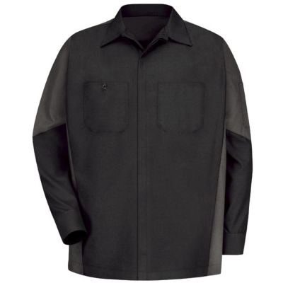 VFISY10BC-RG-M image(0) - Workwear Outfitters Men's Long Sleeve Two-Tone Crew Shirt Black/Charcoal, Medium