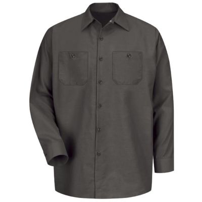 VFISP14CH-RG-M image(0) - Workwear Outfitters Men's Long Sleeve Indust. Work Shirt Charcoal, Medium