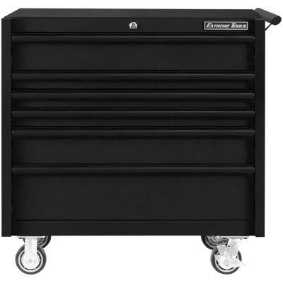 EXTDX412506RCMBBK image(0) - Extreme Tools DX Series 41in. W X 25in. D 6 Drawer Roller Cabinet, 100 lbs Slides, Matte Black with Black Drawer Pulls