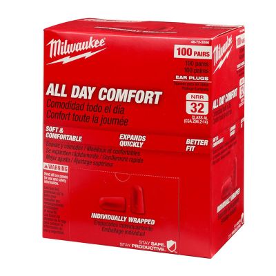 MLW48-73-3006 image(0) - Milwaukee Tool 100 Pair Ear Plugs (Individually Sealed)