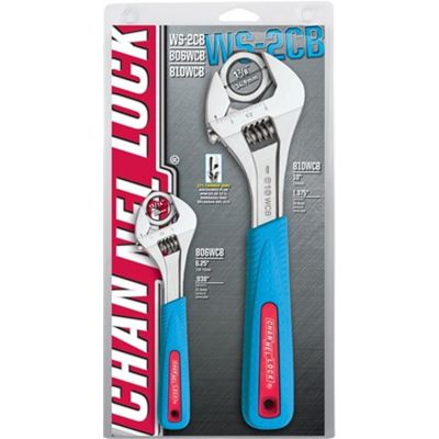 CHAWS-2CB image(0) - Channellock 2PC Adjustable Wrench [806W/810W] Display w/Blue Handle