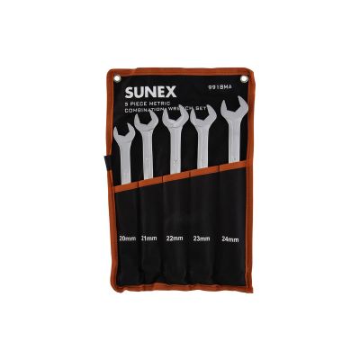 SUN9918MA image(0) - Sunex 5 piece Metric Full Polished V-Groove Combination Wrench Set