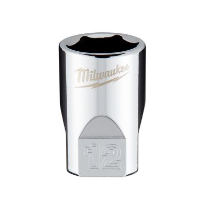 MLW45-34-9038 image(0) - Milwaukee Tool Milwaukee Tool 1/4" Drive 12mm Metric Socket with FOUR FLAT Sides, 6-Point, Vanadium Steel, Chrome