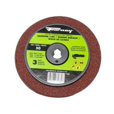 FOR71669 image(0) - Forney Industries Resin Fibre Sanding Disc, Aluminum Oxide, 4-1/2 in x 7/8 in Arbor, 50 Grit