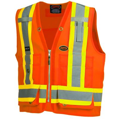 SRWV1010151U-3XL image(0) - Pioneer Pioneer - Woven 150D Multi-Pocket Surveyor Vest - Hi-Vis Orange - Size 3XL