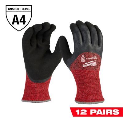 MLW48-73-7940B image(0) - Milwaukee Tool 12-Pack Cut Level 4 Winter Dipped Gloves - S