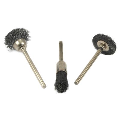 FOR60241 image(0) - 3-Piece Bristle Wire Brush Set with 1/8 in Shank