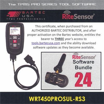 BATWRT450PROSULRS3E image(0) - Bartec USA 3 Year Software License for the Tech450PRO w/ 24 RITE-SENSORS