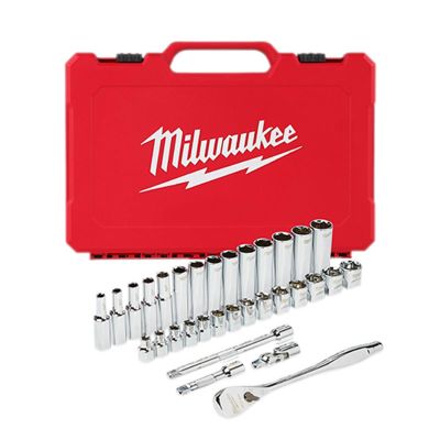 MLW48-22-9508 image(0) - Milwaukee Tool 3/8 in. Drive 32 pc. Ratchet & Socket Set - Metric
