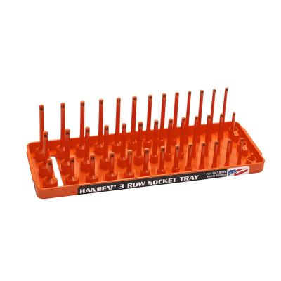 HNE14063 image(0) - Hansen Global 1/4" Metric 3-Row Socket Tray - Orange