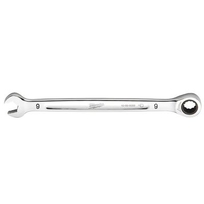 MLW45-96-9309 image(0) - Milwaukee Tool 9MM Metric Ratcheting Combination Wrench, 12-Point, Steel, Chrome