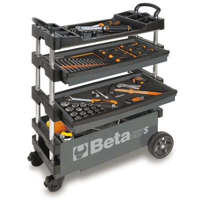 BTA027000202 image(0) - Beta Tools USA Folding Mobile Tool Cart, Grey