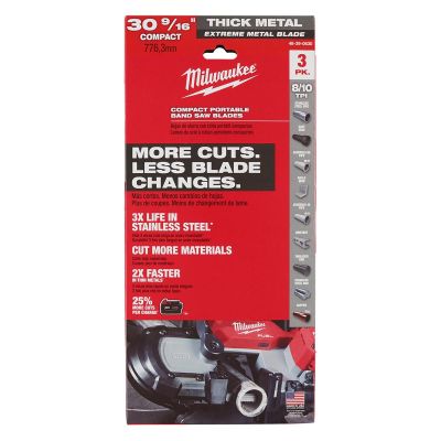 MLW48-39-0630 image(0) - Milwaukee Tool 30-9/16 in. 8/10 TPI COMPACT EXTREME THICK METAL BAND SAW BLADE 3PK