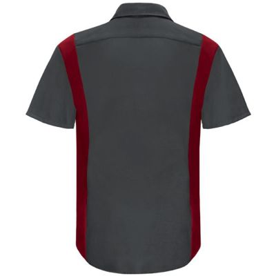 VFISY42CF-SS-L image(0) - Workwear Outfitters Men's Short Sleeve Perform Plus Shop Shirt w/ Oilblok Tech Charcoal/ Red, Large