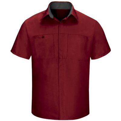 VFISY42FC-SS-XL image(0) - Workwear Outfitters Men's Short Sleeve Perform Plus Shop Shirt w/ Oilblok Tech Red/Charcoal, XL