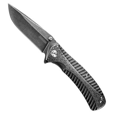 KER1301BW image(0) - Kershaw 3.4" STARTER FLIPPER KNIFE WITH BLACKWASH