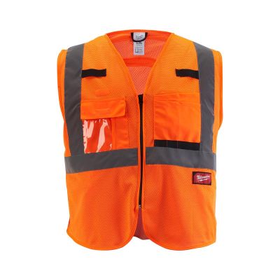 MLW48-73-5117 image(0) - Class 2 High Visibility Orange Mesh Safety Vest - 2XL/3XL