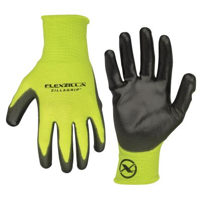LEGGC300XL-2X image(0) - Flexzilla® ZillaGrip™ Polyurethane Dip Gloves, Black/ZillaGreen™, 2-Pack, XL