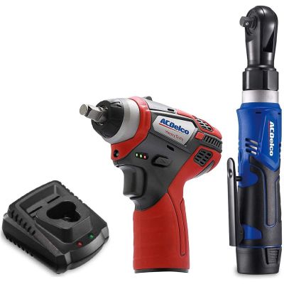 ACDARW1209-K14 image(0) - ACDelco G12 Series 12V Li-ion Cordless 3/8"? Ratchet Wrench & Impact Wrench Combo Tool Kit