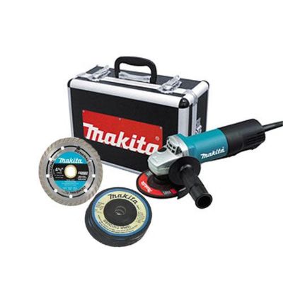 MAK9557PBX1 image(0) - Makita 4-1/2" Paddle Switch Cut-Off/Angle Grinder w/ Diamond Blade and (4) Grinding Wheels