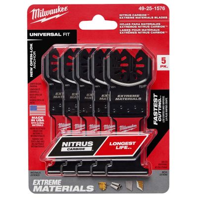 MLW49-25-1576 image(0) - Milwaukee Tool Nitrus Carbide Extreme Materials Universal Fit Open-Lok Multi-Tool Blade 5Pk