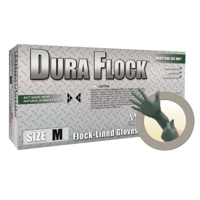 MFXDFK608S image(0) - DURA FLOCK 8 MIL FLOCK-LINED GREEN NITRILE GLOVE SMALL