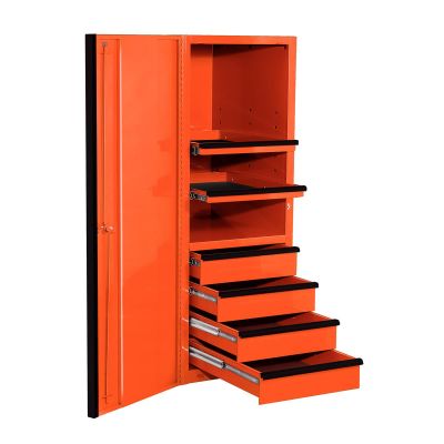 EXTEX2404SCQORBK image(0) - Extreme Tools® EXQ Series 24in W x 30in D 4 Drawer and 3 Shelf Professional Side Cabinet - Orange with Black Handle