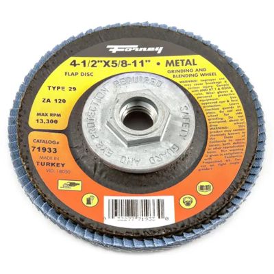 FOR71933-5 image(0) - Forney Industries Flap Disc, Type 29, 4-1/2 in x 5/8 in-11, ZA120 5 PK