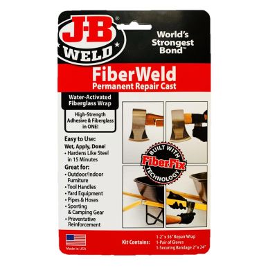 JBW38236 image(0) - J B Weld J-B Weld 38236 FiberWeld Permanent Repair Cast 2x36 Inch - High Strength Adhesive Fiberglass Wrap - Black