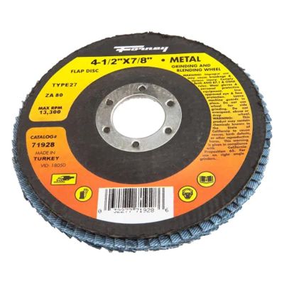 FOR71928-5 image(0) - Forney Industries FLAP DISC, TYPE 27 (DEPRESSED CENTER), 4-1/2 IN X 7/8 IN, ZA80 5 PK