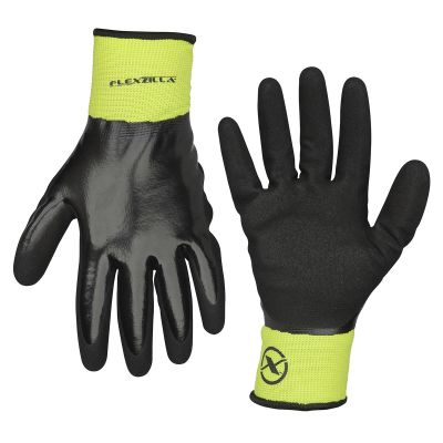 LEGGC181L image(0) - Legacy Manufacturing Flexzilla® Full Nitrile Dip Winter Gloves, Black/ZillaGreen™, L