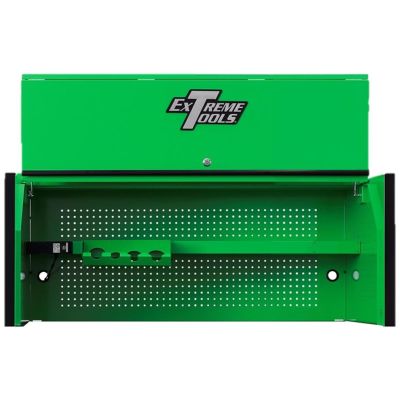 EXTDX552501HCGNBK image(0) - Extreme Tools DX Series 55in W x 25in D Extreme Power Workstation Hutch Green with Black Handle and Trim