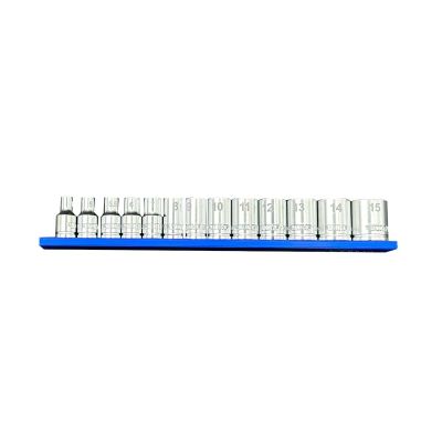 VIMSM400 image(0) - VIM TOOLS 13 PC. 1/4'' DR. METRIC SOCKET SET W/ BLUE 8"  MAGRAIL