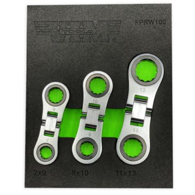 VIMFPRW100 image(0) - 3 Piece Metric Flex Finger Ratchet Wrench Set