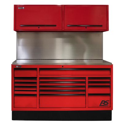 HOMRDCTS72001 image(0) - Homak Manufacturing 72 in. CTS Centralized Tool Storage with Solid Back Splash Set, Red