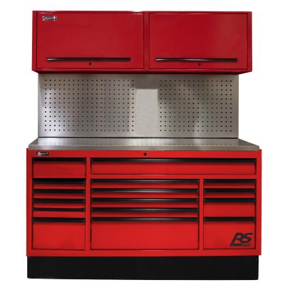 HOMRDCTS72002 image(0) - Homak Manufacturing 72 in. CTS Centralized Tool Storage with Tool Board Back Splash Set, Red