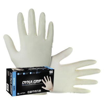 SAS650-1001 image(0) - 100-pk of Dyna Grip PF Latex Disp. Gloves, S
