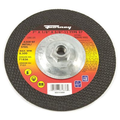 FOR71836 image(0) - Forney Industries Grinding Wheel, Metal, Type 27, 7 in x 1/8 in x 5/8 in-11