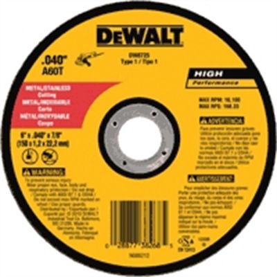 DWTDW87725 image(0) - DeWalt 6" x .040" x 7/8" A60T Metal Thin