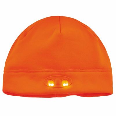 ERG16804 image(0) - Ergodyne 6804 Orange Skull Cap Beanie Hat with LED Lights