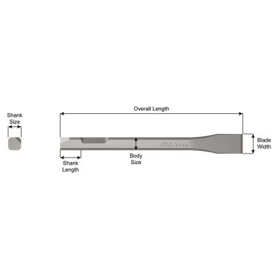 AJX396 image(0) - Ajax Tool Works FLAT CHISEL 7"L 3/4"W