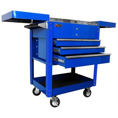HOMBL06043500 image(0) - Homak Manufacturing 35" Pro Series 4-Drawer Slide-Top Service Cart Blu