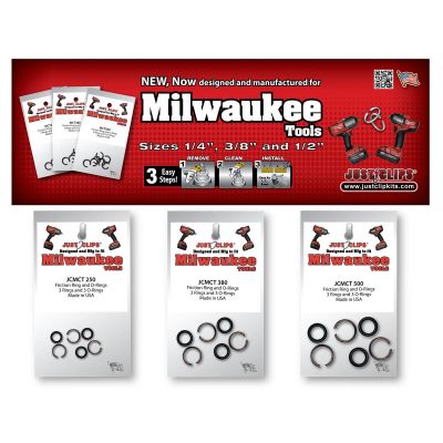 JSCMCTSRD image(0) - Just Clips 3 Hook Display of Milwaukee 1/4", 3/8" & 1/2" Friction rings and o-rings
