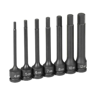 GRE1247MH image(0) - Grey Pneumatic 3/8" Dr. 7 Pc.  4" Length Metric Hex Driver Set