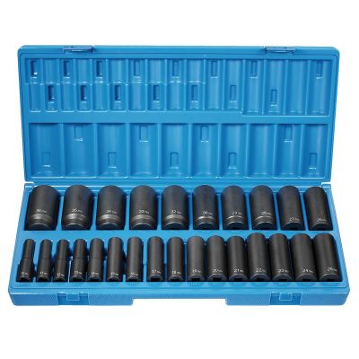 GRE1726MD image(0) - Grey Pneumatic 26 PC 1/2" DR 12 PT DEEP LENGTH METRIC SET