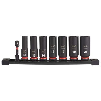 MLW49-66-7021 image(0) - Milwaukee Tool 8PC SHOCKWAVE Impact Duty  3/8" Drive Metric Deep 6 Point Socket Set