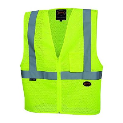 SRWV1060360U-L image(0) - Pioneer - Zip-Up Safety Vest - Hi-Vis Yellow/Green - Size Large
