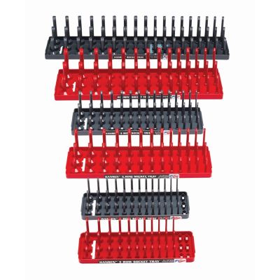 HNE92013 image(0) - Hansen Global 6 Piece 3 Row Socket Tray Set - Red/Grey